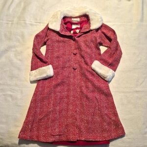 Youngland Dollie & Me girls size 6X red velvety dress and jacket, light weight